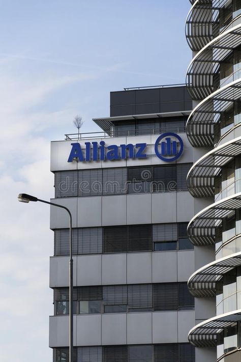 Financial and insurance group Allianz logo on the building of the Czech Allianz headquarters stock images Office Business, The Building, Business Finance, Prague, Allianz Logo, Insurance, Finance, Editorial, Stock Images