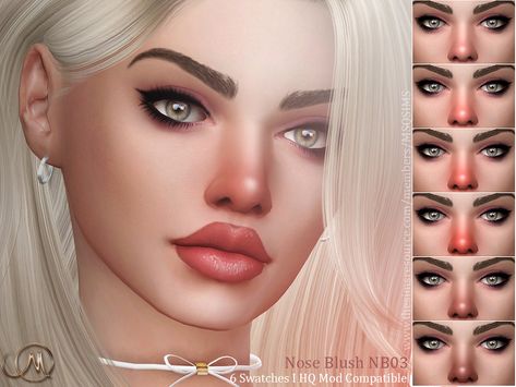 MSQSIMS' Nose Blush NB03 Sims4 Cc Makeup Blush, Sims 4 Nose Blush, Sims 4 Nose Contour, Sims Face, Makeup Nose, Ts4 Makeup, Nose Blush, Mod Makeup, Sims Makeup