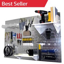 Wall Control Best Selling Metal Pegboard Kit Pegboard Hacks, Small Garage Storage Ideas, Pegboard Craft Room, Pegboard Garage, Steel Pegboard, Pegboard Storage, Metal Pegboard, Pegboard Organization, Tool Board