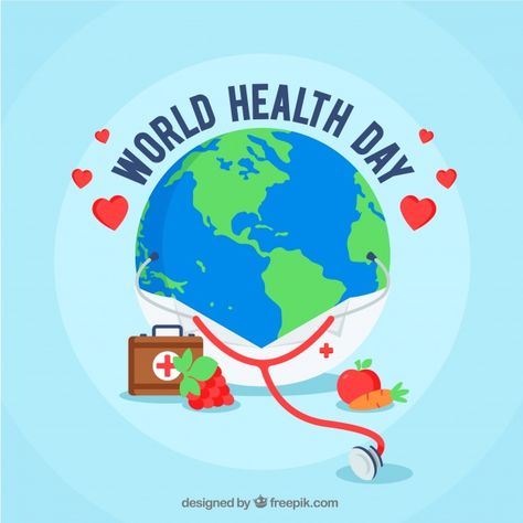 Global Health Initiatives Poster, Health Day Illustration, Happy World Health Day, Health Awareness Poster, Flat World, Awareness Poster, Silhouette People, World Health Day, Day Illustration