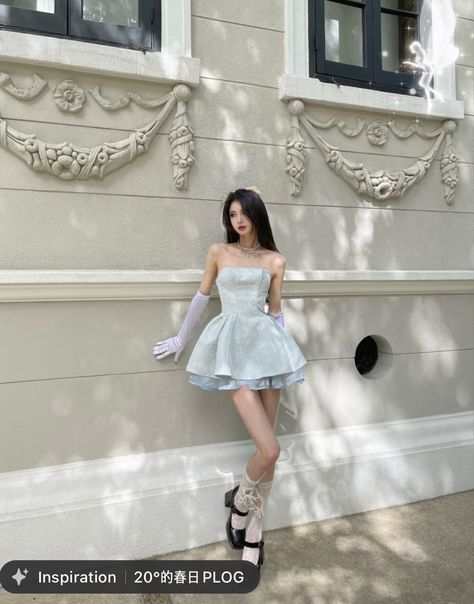 Korean Prom Dresses, Korean Dress Elegant, Cute And Casual Outfits, Concert Look, Txt Concert, Fashion Corner, Hoco Dress, Girly Dresses, Grad Dresses