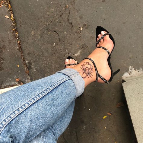 Scorpion Tattoo Placement, Foot Tattoos For Women, Scorpion Tattoo, Leg Tattoos Women, Constellation Tattoos, Foot Tattoo, Ankle Tattoo, Dope Tattoos, Foot Tattoos