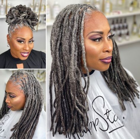 Grey Hair Locs, Dreadlock Hairstyles For Women, Grey Dreadlocks, White Girl Dreads, Dreads Styles For Women, Short Dreads, Natural Dreadlocks, Beautiful Dreadlocks, Short Locs Hairstyles