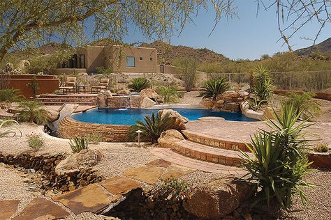 Arizona Landscaping Ideas, Desert Pools, Awesome Backyards, Desert Pool, Simple Landscape Design, Desert Landscaping Backyard, Design Style Guide, Arizona Pools, Desert Backyard