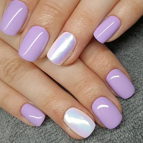 Lilac Nails Design, Girls Nail Designs, Lilac Nails, French Manicure Nails, Lavender Nails, Silver Nail, Modern Nails, Glitter Gel Nails, Cute Gel Nails