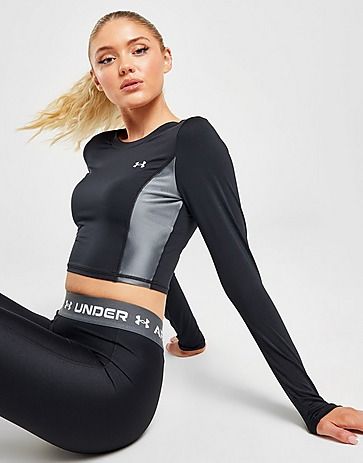 Black Long Sleeve Crop Top, Crop Tops Online, Cute Workout Outfits, Latex Leggings, Jd Sports, Performance Outfit, Long Sleeve Crop, Sport Fashion, Long Sleeve Crop Top