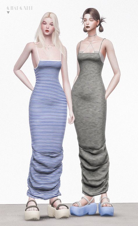 Sims4 Custom Content, Ts4 Clothes, Alpha Cc, Sims 4 Mm Cc, Tumblr Sims 4, Sims 4 Expansions, Long Slip Dress, Sims 4 Dresses, Sims 4 Mm