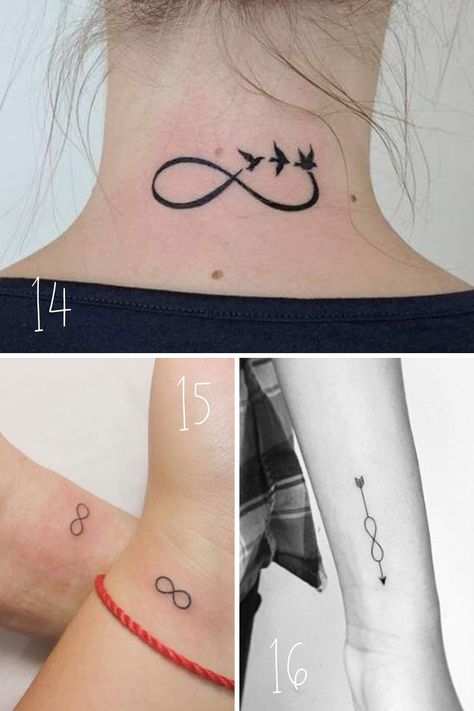 31 Creative Infinity Tattoo Ideas - Tattoo Glee Infinity Tattoo With Birds Flying, Forearm Infinity Tattoo Women, Infinity Tattoo With Cross, Small Tattoos Infinity, Eternity Tattoo Ideas, Infinity Tattoo With Initials, Infinity Tattoo Designs Unique, Infinity Knot Tattoo, Arrow Tattoo Meaning