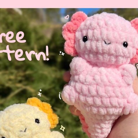 Plushies Crochet, Baby Axolotl, Chunky Yarn Crochet, Easy Crochet Animals, Quick Crochet Patterns, Crochet Animals Free Patterns, Crochet Design Pattern, Kawaii Crochet, Beginner Crochet Projects