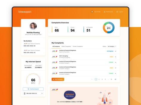 Telecom Dashboard Design by Mushfiq 🔥 on Dribbble Ui Design Dashboard, Dashboard Design, Internet Speed, Ui Inspiration, Graphic Design Tips, Graphic Elements, Saint Charles, Show And Tell, Web Design Inspiration