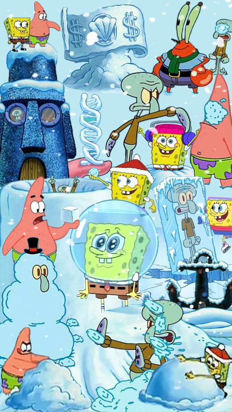 #snow#spongebob#winter Spongebob Winter, Spongebob Squarepants Drawing, Spongebob Logic, Spongebob Friends, Spongebob Christmas, Christmas Wallpaper Iphone Cute, Spongebob Drawings, Pretty Wallpaper Ipad, Iphone Wallpaper For Guys