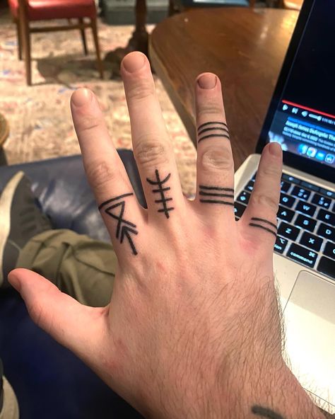 Viking Minimalist Tattoo, Viking Hand Tattoo, God Tattoos For Men, Steve Tattoo, Small Tattoos Ideas, Brand New Tattoos, Jack Tattoo, Rune Tattoo, Cool Arm Tattoos