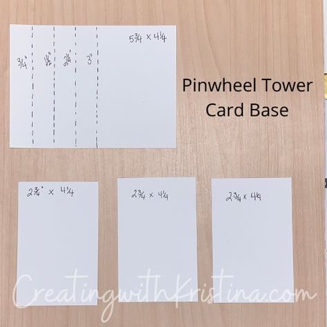 Pinwheel Tower Fun Fold Card Tutorial - Kristina Rees, CreatingWithKristina.com Pinwheel Tower Card, Tower Card, Fancy Fold Card Tutorials, Card Making Templates, Card Making Tips, Interactive Cards, Supply List, Card Making Tutorials, Fancy Fold Cards