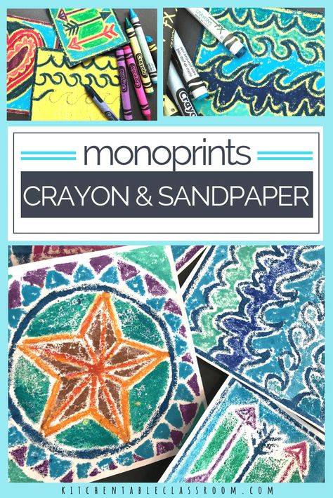 This monoprint project is full of texture & color. Grab the crayon and sandpaper and dig into this fun printmaking process for kids! Windrush Art, Cardboard Printmaking, Printmaking For Kids, Art Elementary, Printmaking Studio, Easy Art Lessons, Printmaking Ideas, Printmaking Projects, Arts And Crafts House