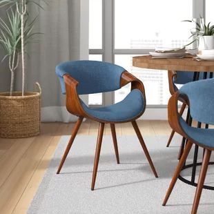 George Oliver Almar Upholstered Side Chair | Wayfair Modern Side Chairs, Leather Side Chair, Faux Leather Dining Chairs, Mid Century Dining Chairs, Bent Wood, Mid Century Dining, Upholstered Side Chair, Velvet Dining Chairs, Solid Wood Dining Table