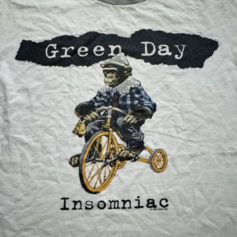 Vintage 1995 Green Day Insomniac Tour Insomniac Green Day, Green Day Insomniac, Punk 90s, Youtube Logo, Men's Tops, Green Day, Vintage Shorts, Band Tees, Vintage Tees