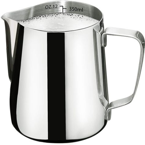 Milk Frothing Pitcher-Measurement on the Inside , Frothing pitcher, Coffee Pitcher Perfect for Espresso Machines, Stainless Steel Milk Frother Cup for Latte Art(12oz/350ml). Steam Milk, Cappuccino Maker, Drip Design, Frothing Milk, An Eagle, Espresso Machines, Coffee Milk, Milk Frother, Beautiful Coffee