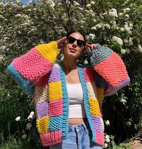 Trendy Multicolor Patch Cardigan Woman Custom Order - Etsy Thailand Oversized Cardigan Outfit, Mothers Gifts, Boho Crochet Patterns, Patch Cardigan, Unique Cardigan, Crochet Hoodie, Patchwork Coat, Crochet Sweater Pattern Free, Handmade Sweater