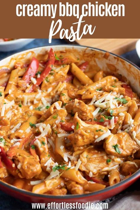 Creamy Bbq Chicken, Bbq Pasta, Chicken Leg Quarter Recipes, Bbq Chicken Pasta, Barbeque Chicken, Chicken Pieces, Pasta Dinner Recipes, Chicken Pasta Recipes, Barbecue Chicken