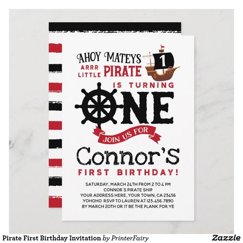 Pirate Birthday Party Invitations, Pirate Party Invitations, Pirate Birthday Party, Pirate Birthday, Kids Party Supplies, Pirate Theme, First Birthday Invitations, Boy First Birthday, Boy Birthday Party