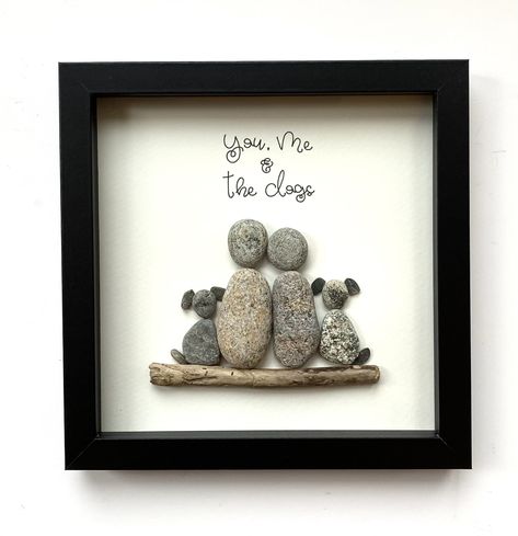 You Me & the Dogs - Etsy UK Beach Rock Art, Thrifty Crafts, Stone Pictures Pebble Art, Decorative Pebbles, Garden Rock Art, Anniversary Gift Diy, Pebble Art Family, Pebble Pictures, Sea Glass Crafts