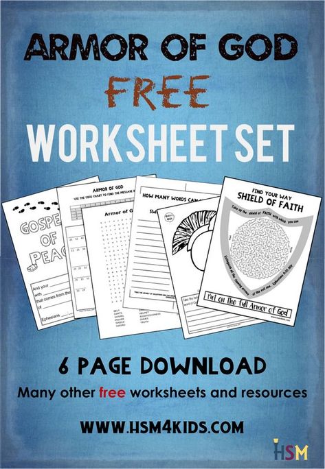 Armor of God, six worksheet set, Free! Lots of free bible activities, worksheets, and other free resources on this website. You definitely need to check it out! Bible Boot Camp, God Activities, Armor Of God Lesson, Free Bible Printables, Bible Worksheets, The Armor Of God, Bible Activities For Kids, Sunday School Kids, Bible Printables