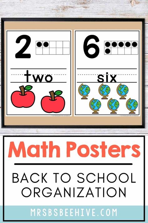 Use these bright and colorful math posters in your kindergarten classroom to give your students clear visuals of the most important kindergarten math concepts and standards! Kindergarten Classroom Rules, Classroom Job Chart, Clean Classroom, Classroom Decor Ideas, Kindergarten Math Free, Math Wall, Math Posters, Classroom Schedule, Transitional Kindergarten