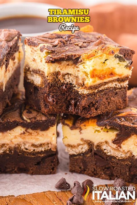 Tiramisu Brownies - The Slow Roasted Italian Recipe With Mascarpone, Tiramisu Brownies, Coffee Brownies, Mascarpone Recipes, Easy Tiramisu Recipe, Slow Roasted Italian, Dessert Cheesecake, Spring Baking, The Slow Roasted Italian