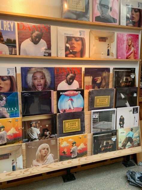 Vinyls On Shelf, Vinyl Collection Room, Vinyl Music Aesthetic, R&b Aesthetic, Vinyl Record Shop, Vinyl Shop, Record Albums, Vinyl Aesthetic, Vinyl Store