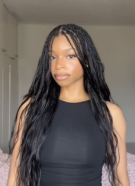 Open Weave Hairstyles, Quenlin Blackwell Braids, Braided Leave Out, Straight Braids For Black Women, Pic And Drop Braids, Buss Down Braids, Gray Braids Hairstyles, Braids With Layers, Festival Hairstyles Braids