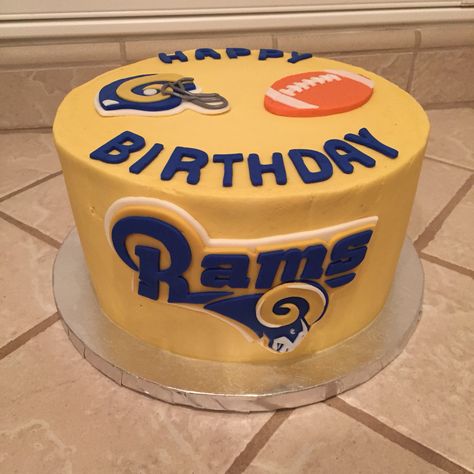 Rams football cake by Amber's Little Cupcakery Rams Cake Ideas, La Rams Cake, Rams Football Cake, Rams Cake, Football Cakes, Dq Cakes, 25th Birthday Parties, 39th Birthday, Dads Birthday