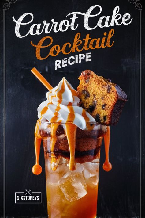 Carrot Cake Cocktail Recipe Unique Drink, Vanilla Whipped Cream, Baileys Irish Cream, Sweet Drinks, Spiced Rum, Party Fun, Irish Cream, Dessert Drinks, Bar Drinks