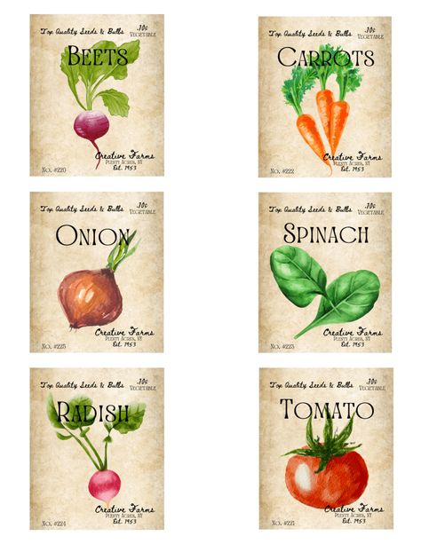 Printable Vintage Inspired Seed Packets - Creative DIY Purpose Printable Seed Packets, Seed Packet Template, Garden Seeds Packets, Gardening Printables, Vegetable Seeds Packets, Garden Displays, Vintage Seed Packets, Flower Seeds Packets, Garden Labels