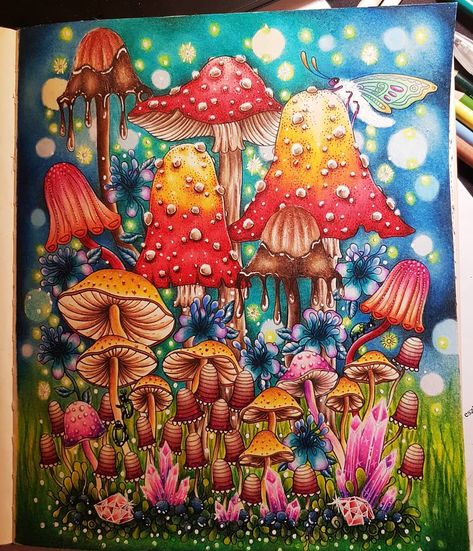 Mushroom Coloring Pages, Mushroom Coloring, Hannah Karlzon, Mushroom Pictures, Coloring Tips, Coloring Ideas, Coloring Inspiration, Hanna Karlzon, Coloring Tutorial