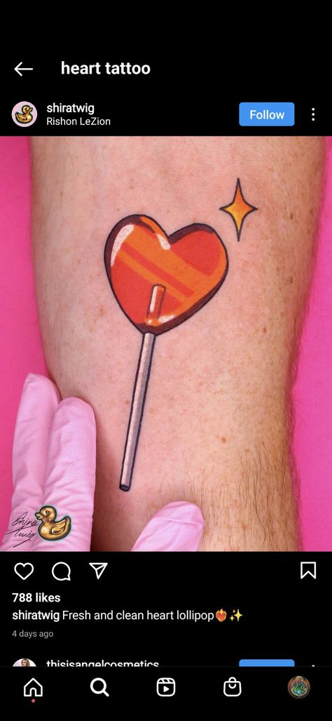 Heart Sucker Tattoo, Remi Tattoo, Heart Lollipop Tattoo, Sucker Tattoo, Lollipop Tattoo, Heart Sucker, Object References, Trad Flash, Candy Tattoo