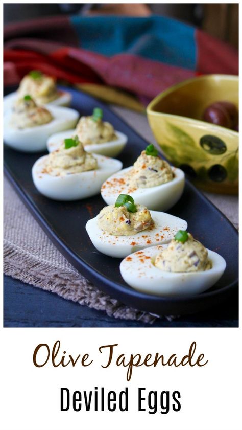 Deviled Eggs with Olive Tapenade Olives Tapenade, Tapenade Appetizer, Eggs Appetizers, Delicious Deviled Egg Recipe, Eggs Deviled, Pickled Eggs Recipe, Tapenade Recipe, Pickled Eggs, Olive Tapenade