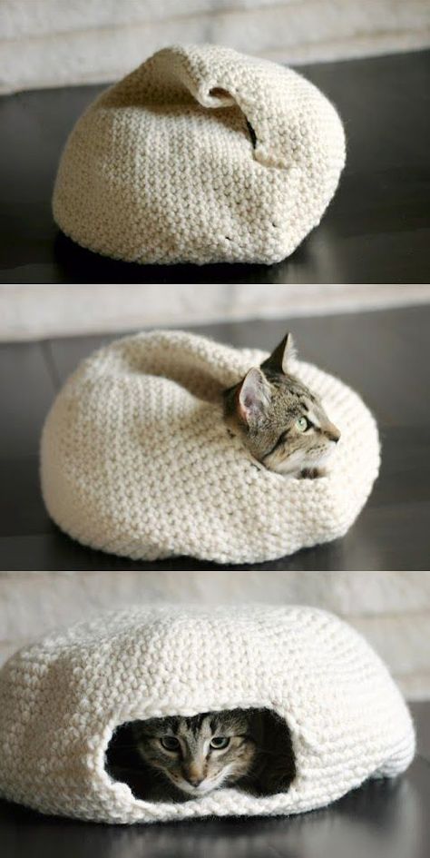 Crochet Cat Beds Diy Crochet Cat Bed, Katt Diy, Cat Pod, Kat Haken, Crochet Cat Bed, Hantverk Diy, Colorful Photos, Chat Crochet, Confection Au Crochet