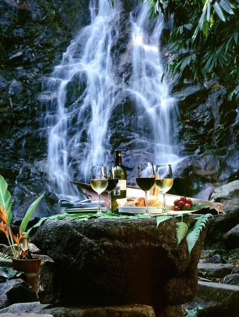 Romantic Waterfall Setting Thailand Romantic, Khao Lak Thailand, Thailand Adventure, Perfect Picnic, Visit California, Romantic Vacations, Lush Garden, Beach Hotels, Thailand Travel