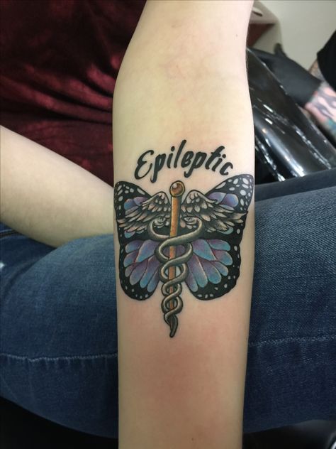 Butterfly epileptic tattoo Epileptic Tattoos, Epileptic Tattoo, Epileptic Tattoo Ideas, Mums Tattoo, Amy Tattoo, Crohns Tattoo, Medical Alert Tattoo, Brain Tattoo, Awareness Tattoo