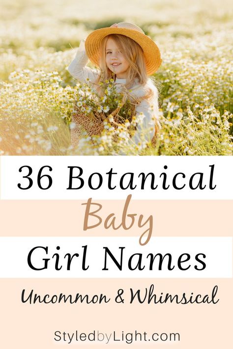 Flower Related Names, Names That Mean Wildflower, Names For Your Plants, Female Flower Names, Flower Names Aesthetic, Flower Names With Meaning, Plant Names Cute, Female Nature Names, Whimsical Baby Girl Names