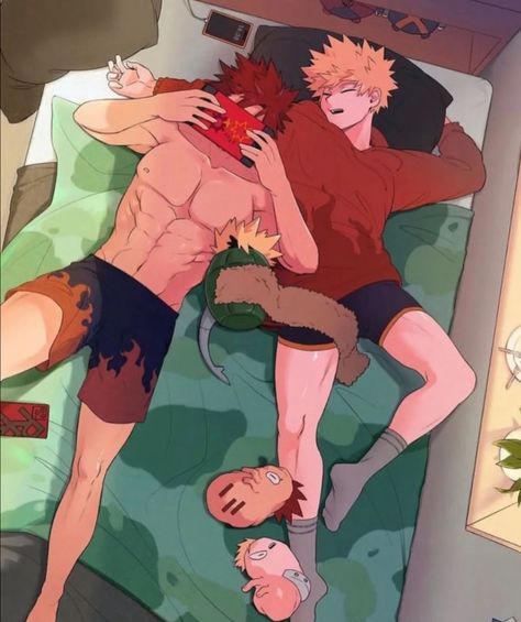 Baku Kiri, Mha Mina Fanart, Bakugo X Kirishima, 1 Lovers, Kirishima Eijirou, Katsuki Bakugou, Anime Guys Shirtless, Hero Wallpaper, Anime People