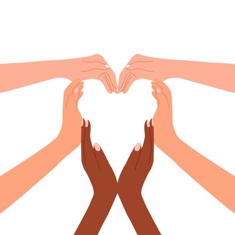 Multiracial hands together forming a heart Health Equity Illustration, A Heart Drawing, Hands Forming A Heart, Kangaroo Illustration, Cartoon Hands, Thailand Art, Heart Illustration, Hands Together, Hand Hygiene