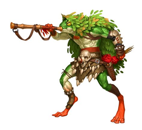 Male Grippli Blowgun Ranger or Hunter - Pathfinder PFRPG DND D&D 3.5 5E 5th ed d20 fantasy Character Artist, Fantasy Races, Manama, Dungeons And Dragons Characters, Dnd Art, Creature Concept Art, Fantasy Rpg, Creature Concept, Fantasy Inspiration