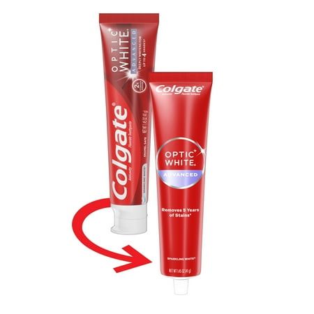 Colgate Travel Size Optic White Advanced Hydrogen Peroxide Toothpaste, Sparkling White, 1.45 oz Hydrogen Peroxide Teeth, Hydrogen Peroxide Teeth Whitening, Peroxide Teeth Whitening, Colgate Optic White, Dental Decay, Mint Toothpaste, Colgate Toothpaste, Colgate Palmolive, Travel Toothpaste