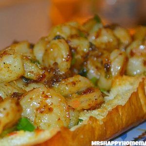 Shrimp Scampi Po’ Boys (On Garlic Bread) - Print The Best Garlic Bread, Best Garlic Bread, Mrs Happy Homemaker, Raw Shrimp, Bbq Shrimp, Shrimp Dishes, Shrimp Scampi, Cajun Recipes, French Bread