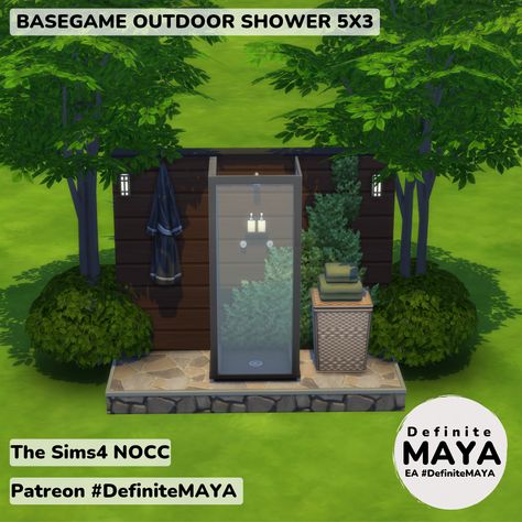 Shower Sims 4, Sims Design, Sims Rooms, Sims 4 House Design, Sims House Plans, Sims 4 Houses, Sims House, Maxis Match, Outdoor Shower