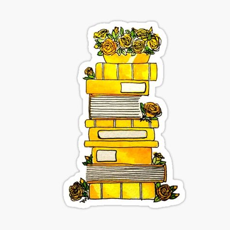 Books And Roses, Yellow Books, Yellow Stickers, Books Stickers, Science Stickers, Stickers Journal, Yellow Decor, Sunflower Wallpaper, Bullet Journal Stickers