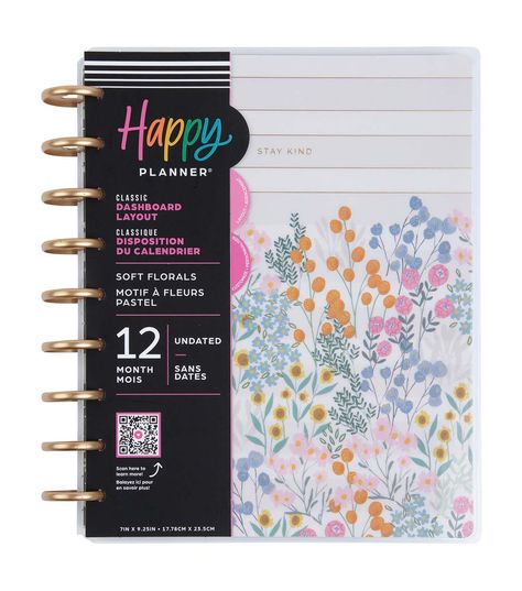 Undated Soft Florals Happy Planner - Classic Dashboard Layout - 12 Months Dream big Move your plans along with this July 2024 - June 2025 Soft Florals Happy Planner This dashboard layout contains 12 dividers featuring alternating pattern with flowing flowery designs Use the disc bound system to add accessories and expand your plans for the next year Own who you are Product DetailsDimensions: 7" x 925”This Soft Florals 12 - month planner includes dated monthly calendars and weekly spreadsThe dashboard layout includes a section to list errands, grocery lists, bills, and to - dos while the right side has daily boxed spaces for daily reminders or plans The Classic size is our most popular planner size and has the perfect amount of space for writing, planning, and prioritizing projectsThe disc Best Planners For 2024, Goals Planning, Office Goals, Best Daily Planner, Dashboard Layout, Ig Model, Writing Planning, Happy Planner Cover, Month Planner