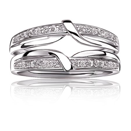 Brilliant-Cut ¼ ct. t.w. Diamond Twist Ring Enhancer in 14k White Gold Jacket Ring, Insert Ring, Ring Jewellery Design, Diamond Pendants Designs, Ring Enhancer, Jewellery Design Sketches, Art Jewelry Design, Crossover Ring, Antique Bridal Jewelry