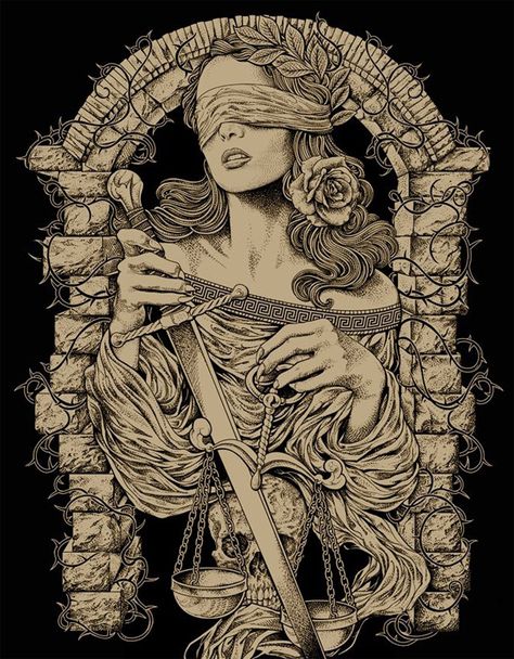 HHWEAR clothing artworks on Behance Justice Tattoo, Fantasy Inspo, Tattoo Time, Tarot Cards Art, 다크 판타지, Occult Art, Dark Art Illustrations, Drawing Inspo, Tattoos Ideas